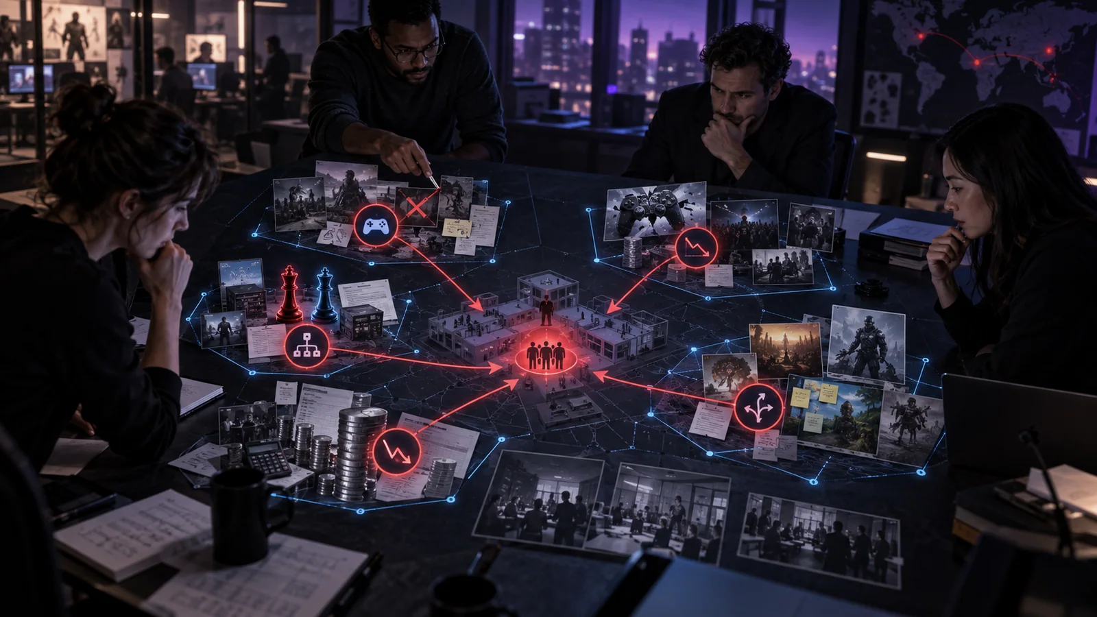 Analysts trace distinct project, acquisition, cost, launch, and portfolio causes into a game-studio layoff event.